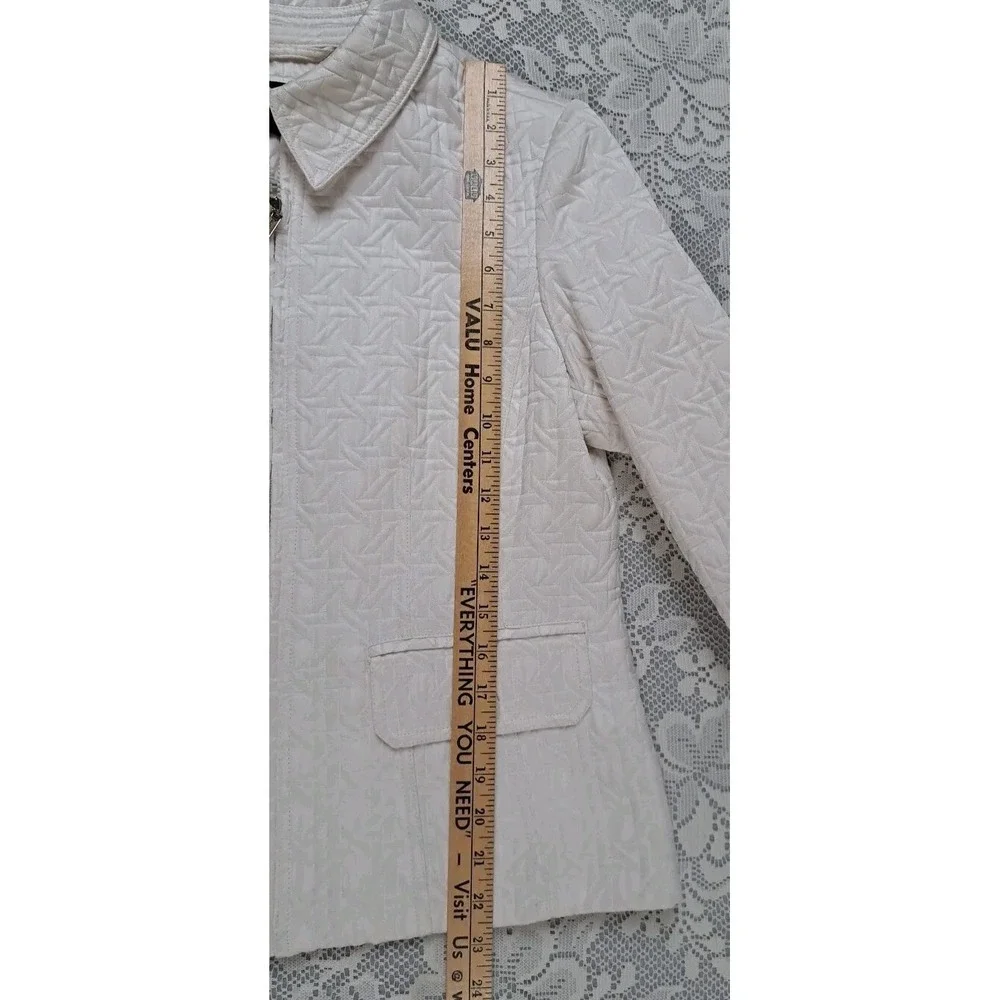 Weather Tamer Jacket Womens Sz Med Quilted Cream Winter White Full Zip Pre-owned